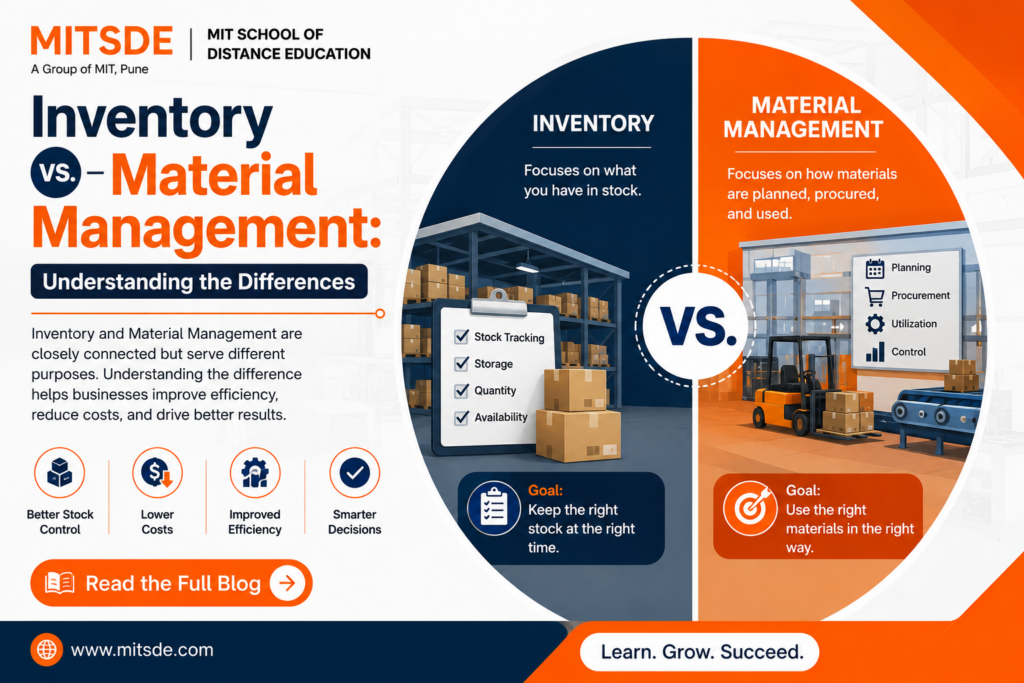 Inventory vs. Material Management infographic
