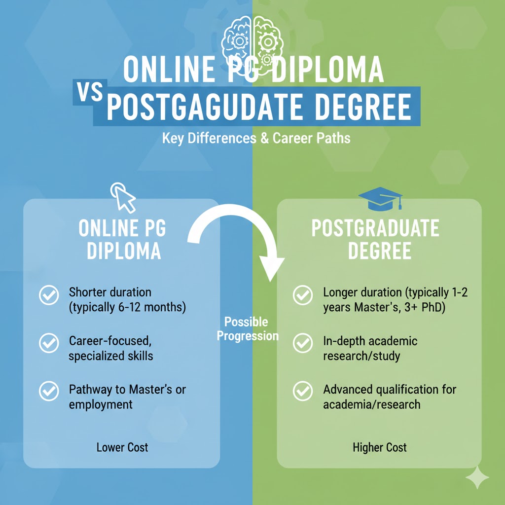 online pg diploma vs postgraduate degree